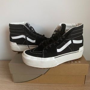 Vans SK8-Hi Platform Stacked Suede/Canvas Black/White - M 7 - W 8.5